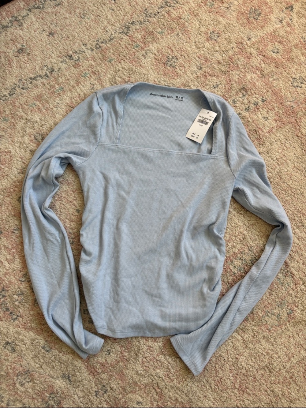 Abercrombie & Fitch Pale Blue Ribbed Long-Sleeve Top